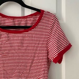 red & white striped shirt